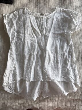 Linen button down on back tee shirt